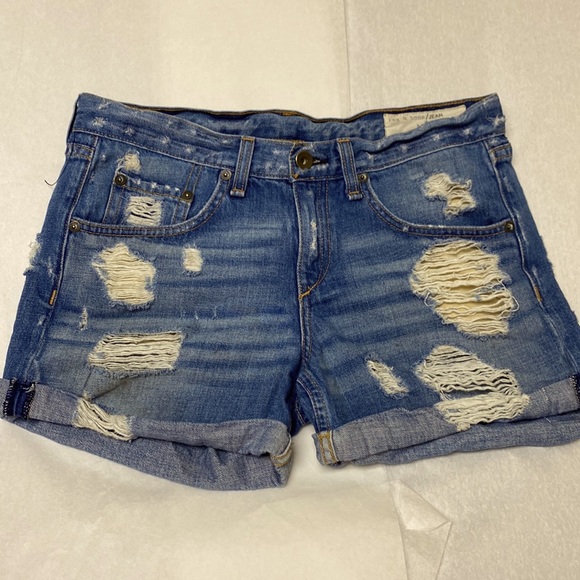 Rag & Bone | Distressed Denim Shorts in Obispo Rebel - Picture 5 of 10